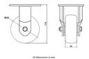 1500 series 125mm fixed top plate 135x110mm castor with black elastic rubber on nylon centre ball bearing wheel 320kg - Castor drawing