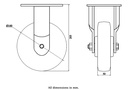 1500 series 160mm fixed top plate 135x110mm castor with black elastic rubber on welded steel centre ball bearing wheel 450kg - Fixed Castor