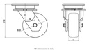 1500 series 125mm swivel top plate 135x110mm castor with  polyurethane on nylon centre ball bearing wheel 500kg - Castor drawing