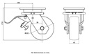 1500 series 125mm swivel/brake top plate 135x110mm castor with polyurethane on nylon centre ball bearing wheel 500kg - Castor drawing