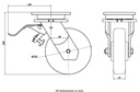 1500 series 150mm swivel/brake top plate 135x110mm castor with polyurethane on nylon centre ball bearing wheel 600kg - Castor drawing