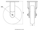 1500 series 200mm fixed top plate 135x110mm castor with polyurethane on nylon centre ball bearing wheel 750kg - Fixed Castor
