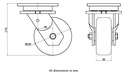 1500 series 125mm swivel top plate 135x110mm castor with polyurethane on cast iron centre ball bearing wheel 500kg - Swivel Castor