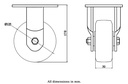 1500 series 125mm fixed top plate 135x110mm castor with polyurethane on cast iron centre ball bearing wheel 500kg - Fixed Castor