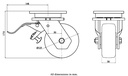 1500 series 125mm swivel/brake top plate 135x110mm castor with polyurethane on cast iron centre ball bearing wheel 500kg - Swivel Castor