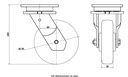 1500 series 150mm swivel top plate 135x110mm castor with polyurethane on cast iron centre ball bearing wheel 800kg - Swivel Castor