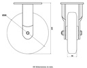 1500 series 200mm fixed top plate 135x110mm castor with polyurethane on cast iron centre ball bearing wheel 1000kg - Castor drawing