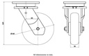 1500 series 160mm swivel top plate 135x110mm castor with green convex elastic polyurethane on cast iron centre ball bearing wheel 550kg - Castor drawing