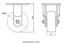 1500 series 125mm fixed top plate 135x110mm castor with nylon ball bearing wheel 650kg - Castor drawing