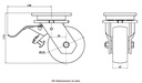 1500 series 125mm swivel/brake top plate 135x110mm castor with nylon ball bearing wheel 650kg - Castor drawing
