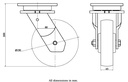 1500 series 150mm swivel top plate 135x110mm castor with nylon ball bearing wheel 1000kg - Castor drawing