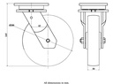 1500 series 200mm swivel top plate 135x110mm castor with nylon ball bearing wheel 1500kg - Castor drawing