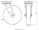 1500 series 250mm swivel top plate 135x110mm castor with nylon ball bearing wheel 1500kg - Castor drawing