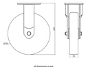 1500 series 250mm fixed top plate 135x110mm castor with nylon ball bearing wheel 1500kg - Castor drawing