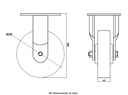 1500 series 150mm fixed top plate 135x110mm castor with cast iron roller bearing wheel 1000kg - Castor drawing