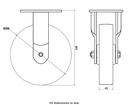 1500 series 200mm fixed top plate 135x110mm castor with cast iron roller bearing wheel 1150kg - Castor drawing