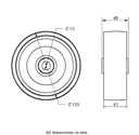 Wheel series 125mm cast iron 15mm bore hub length 48mm plain bearing 630kg - Wheel dimensions