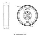 Wheel series 200mm cast iron 20mm bore hub length 60mm roller bearing 1150kg - Wheel dimensions