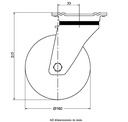 800 series 160mm swivel top plate 135x110mm castor with black elastic rubber on welded steel centre ball bearing wheel 450kg - Castor dimensions