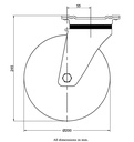 800 series 200mm swivel top plate 135x110mm castor with black elastic rubber on welded steel centre ball bearing wheel 600kg - Castor dimensions