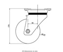 800 series 125mm swivel top plate 135x110mm castor with polyurethane on nylon centre ball bearing wheel 500kg - Castor drawing