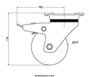 800 series 125mm swivel/brake top plate 135x110mm castor with polyurethane on nylon centre ball bearing wheel 500kg - Castor drawing