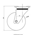 800 series 150mm swivel top plate 135x110mm castor with polyurethane on nylon centre ball bearing wheel 600kg - Castor drawing