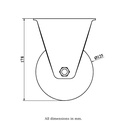 800 series 125mm fixed top plate 135x114mm castor with polyurethane on cast iron centre ball bearing wheel 500kg - Castor drawing