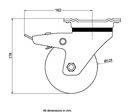800 series 125mm swivel/brake top plate 135x110mm castor with polyurethane on cast iron centre ball bearing wheel 500kg - Castor drawing