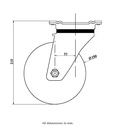 800 series 150mm swivel top plate 135x110mm castor with polyurethane on cast iron centre ball bearing wheel 800kg - Castor drawing