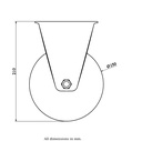 800 series 150mm fixed top plate 135x114mm castor with polyurethane on cast iron centre ball bearing wheel 800kg - Castor drawing