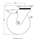 800 series 200mm swivel/brake top plate 135x110mm castor with polyurethane on cast iron centre ball bearing wheel 800kg - Castor drawing