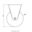 800 series 160mm fixed top plate 135x114mm castor with green convex elastic polyurethane on cast iron centre ball bearing wheel 550kg - Castor drawing