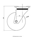 800 series 150mm swivel top plate 135x110mm castor with nylon ball bearing wheel 750kg - Castor drawing
