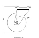 800 series 160mm swivel top plate 135x110mm castor with electrically conductive grey polyurethane on nylon centre ball bearing wheel 550kg - Castor drawing