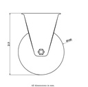 800 series 160mm fixed top plate 135x114mm castor with electrically conductive grey polyurethane on nylon centre ball bearing wheel 550kg - Castor drawing