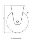 800 series 200mm fixed top plate 135x114mm castor with cast iron roller bearing wheel 800kg - Castor drawing