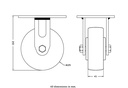 500 series 125mm fixed top plate 140x110mm castor with polyurethane on nylon centre ball bearing wheel 500kg - Castor drawing