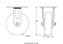 500 series 150mm fixed top plate 140x110mm castor with polyurethane on nylon centre ball bearing wheel 500kg - Castor drawing