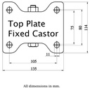 800 series 150mm fixed top plate 135x114mm - Plate drawing