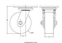 500 series 125mm swivel top plate 140x110mm castor with polyurethane on cast iron centre ball bearing wheel 500kg - Castor drawing