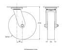 500 series 200mm swivel top plate 140x110mm castor with polyurethane on cast iron centre ball bearing wheel 500kg - Castor drawing