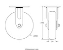 500 series 200mm fixed top plate 140x110mm castor with green convex elastic polyurethane on cast iron centre ball bearing wheel 500kg - Castor drawing