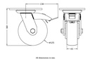 500 series 125mm swivel/brake top plate 140x110mm castor with nylon ball bearing wheel 500kg - Castor drawing