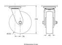 500 series 150mm swivel top plate 140x110mm castor with nylon ball bearing wheel 500kg - Castor drawing
