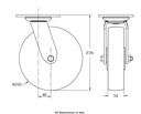 500 series 200mm swivel top plate 140x110mm castor with nylon ball bearing wheel 500kg - Castor drawing