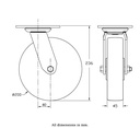 500 series 200mm swivel top plate 140x110mm castor with cast iron roller bearing wheel 500kg - Castor drawing