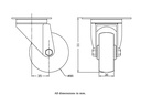 300 series 80mm swivel top plate 100x80mm castor with polyurethane on nylon centre roller bearing wheel 120kg - Castor drawing