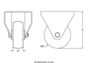 300 series 80mm fixed top plate 100x84mm castor with polyurethane on nylon centre roller bearing wheel 120kg - Castor drawing