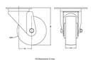 300 series 125mm swivel top plate 140x110mm castor with polyurethane on nylon centre ball bearing wheel 350kg - Castor drawing